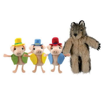 Three Pigs & Wolf Finger Puppet Set 